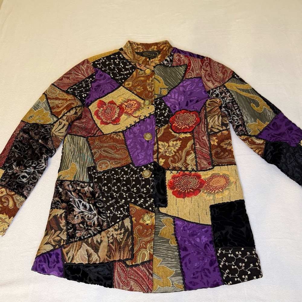 Multicolor Patchwork Boho Jacket Size Small - Vin… - image 1